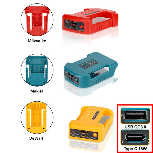 Đế chuyển pin sang USB QC3.0 và Type-C 18W sạc điện thoại (MKT, DW, Mil)